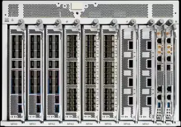 Cisco 8600 Series Routers Centralized platform with redundancy and interface diversity.  Bandwidth: 12.8 Tbps Height: 7 RU